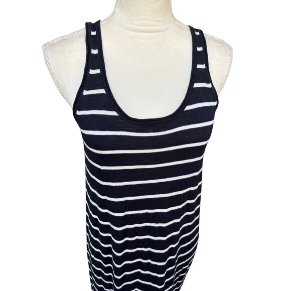 Vince Full Length Striped Knit Tank Maxi Dress Stretchy Scoop Neck - M - Picture 3 of 9